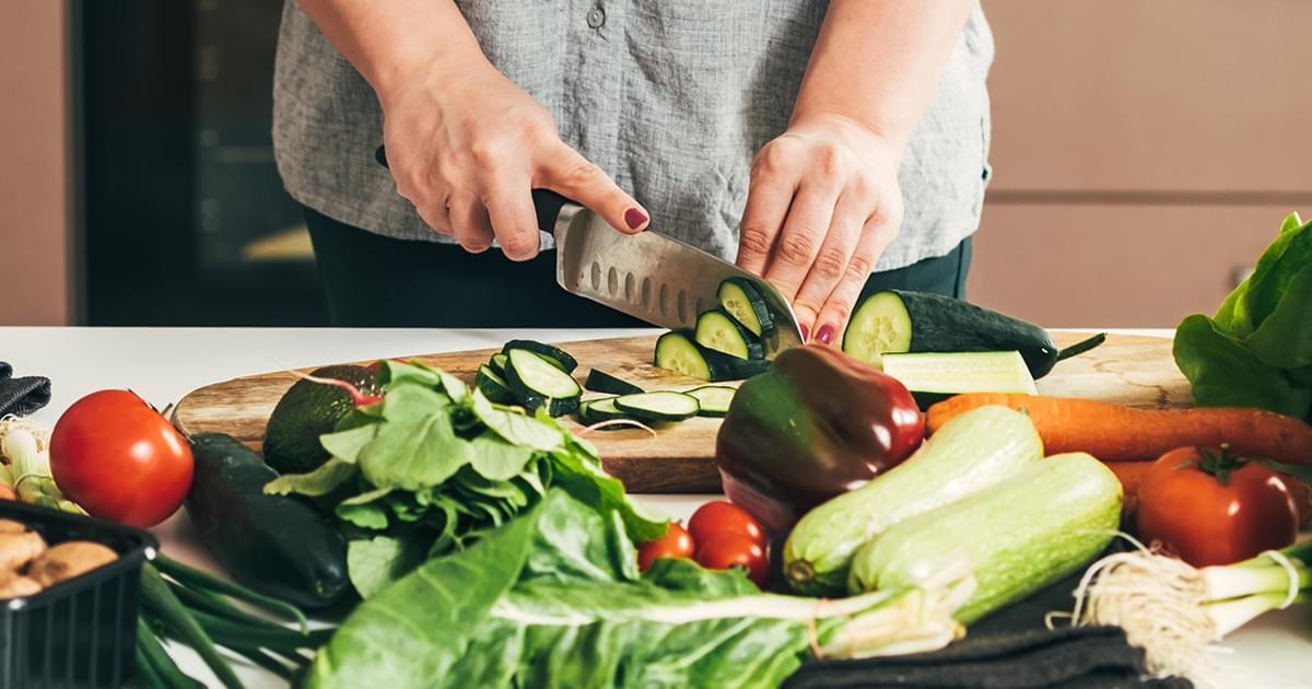 A person is chopping vegetables